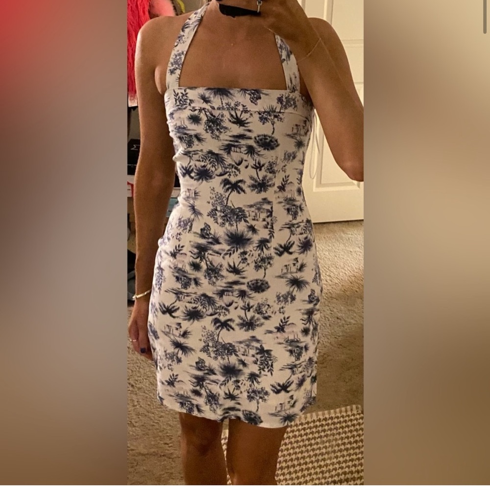 Abercrombie & Fitch Blue and White Tropical Mini Dress